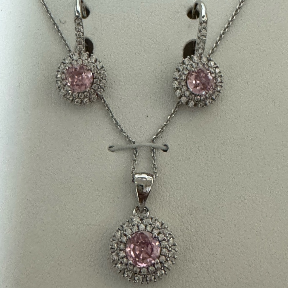 Fine silver plated Pink jewelry set
